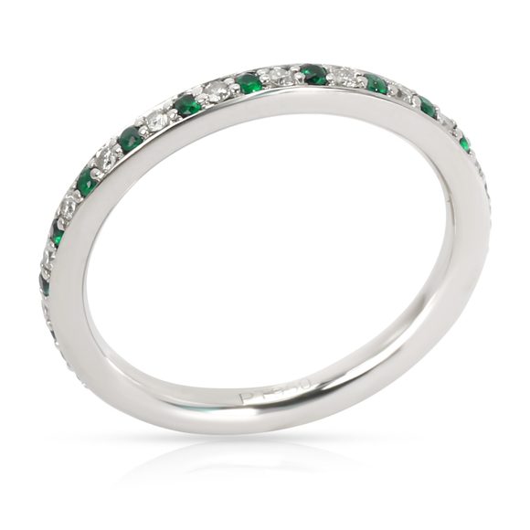 Alternating Diamond and Emerald Stackable Eternity Band in Platinum 0.18 ctw - Picture 2 of 2
